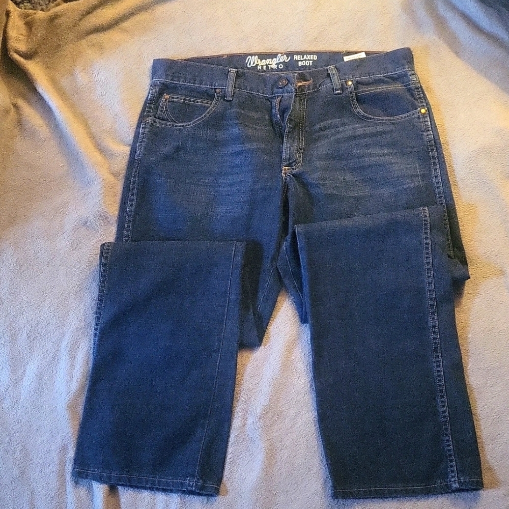 Mens wrangler retro relaxed boot cut jeans